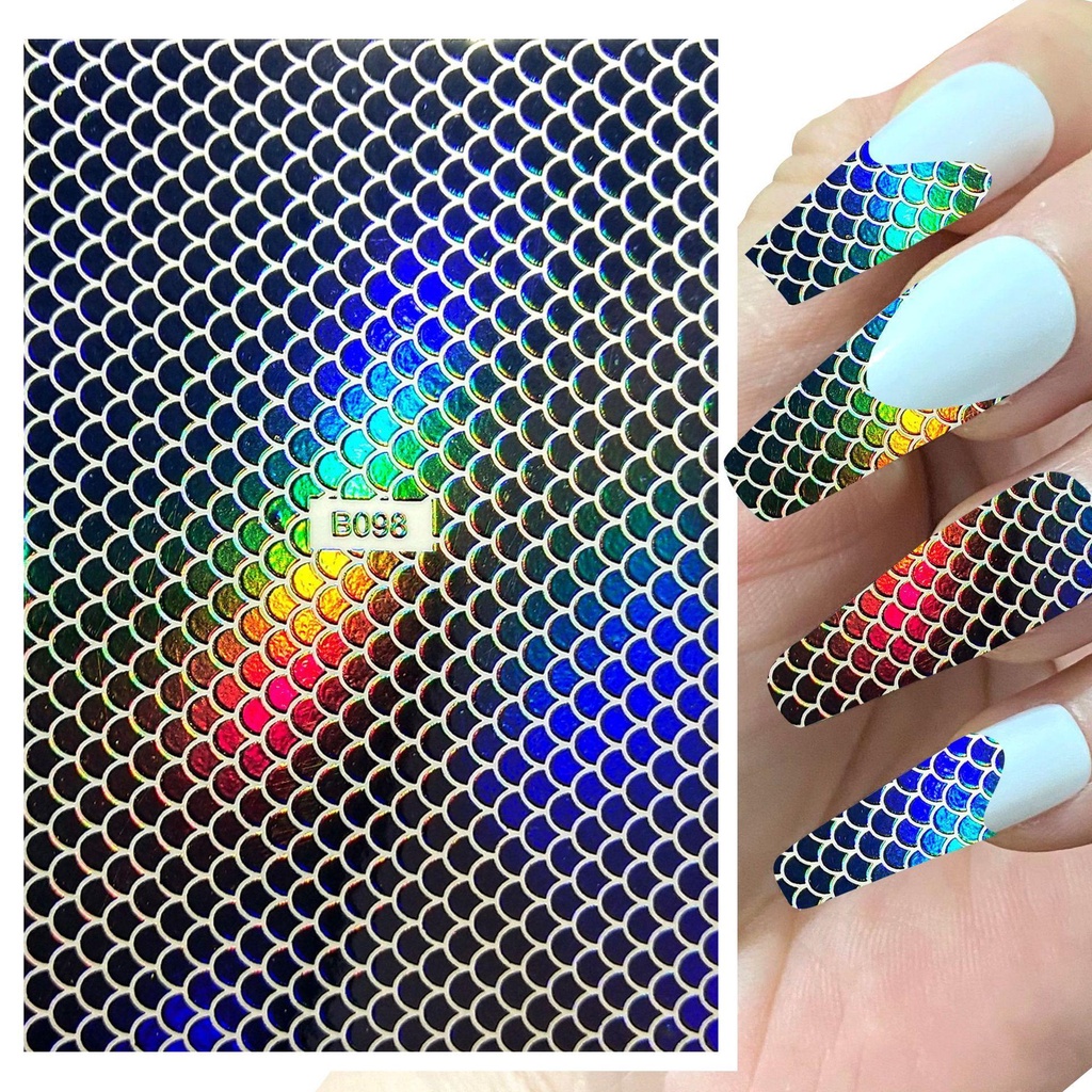 MXBEAUTY 3d Nail Art Sticker Set 12pcs Fashion Hologram Garis Desain Kerut Laser Dekorasi Kuku Perekat Diri Melubangi Patch Kuku