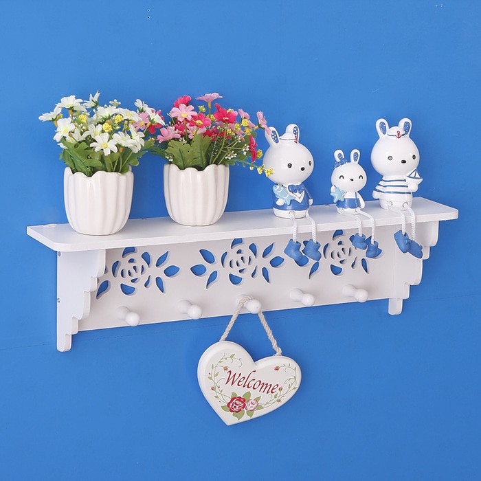 Decorative Rack rak Shabby chic (dengan 5buah hook gantungan) MB572