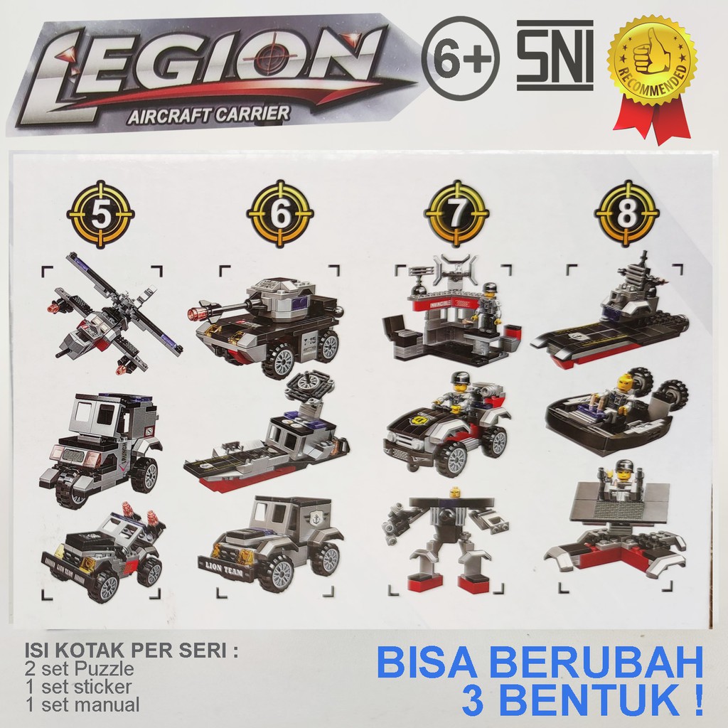 Mainan Anak Edukatif Puzzle Brick Lego Militer Tempur 3 Bentuk