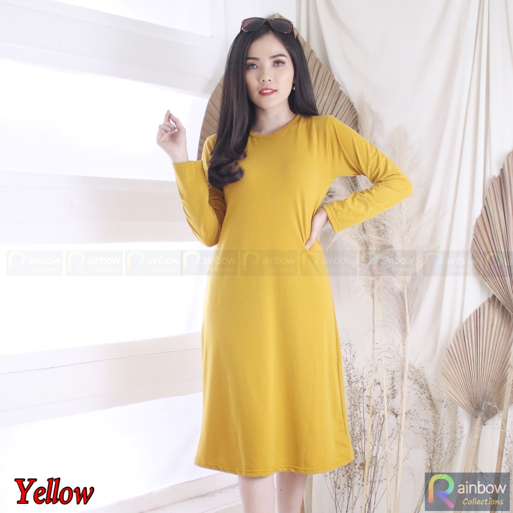 DRESS / LONG DRESS MAVY MAXI POLOS SPANDEX SOFT - TANGAN PANJANG