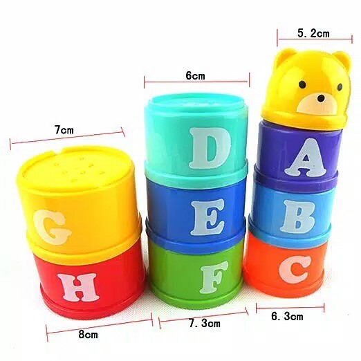 TokoPapin Mainan Edukasi Anak Bayi Tower Puzzle Susun Stacking Cup Cangkir Gelas Warna