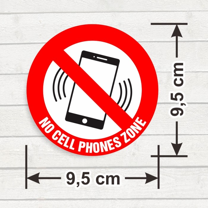 

Stiker Bundar Sign No Cell Phones Zone Dilarang membawa Handphone