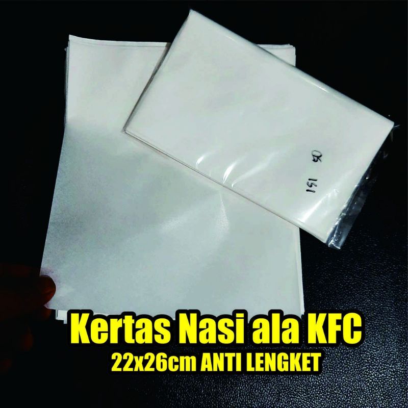 

Kertas nasi 22x26cm Fried clChickem ala KFC Anti lengket,Tidak tipis,banyak yang pakai @50lbr