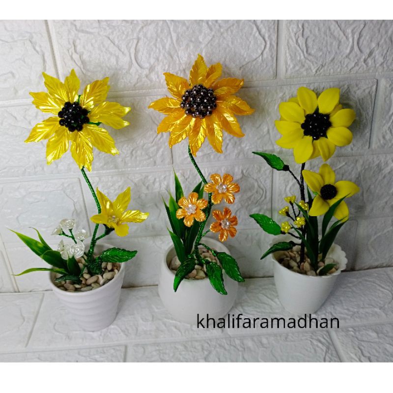 BUNGA MATAHARI AKRILIK POT MINI