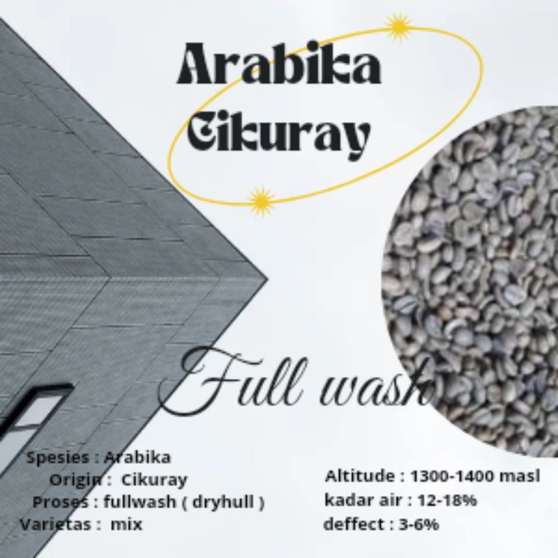 

green Bean / biji kopi Arabika Cikuray - full wash (dryhull) 1kg