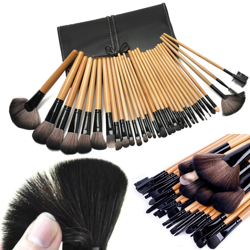Biutte.co Kuas Make up 32Pcs Professional Makeup Brushes Cosmetic Foundation Powder Eye shadow Blush Blending Make Up Brush Set With Bag Maquiagem Professional Makeup Brushes Set Make Up Powder Brush Pinceaux maquillage Beauty Cosmetic Tools Kit Eyeshadow