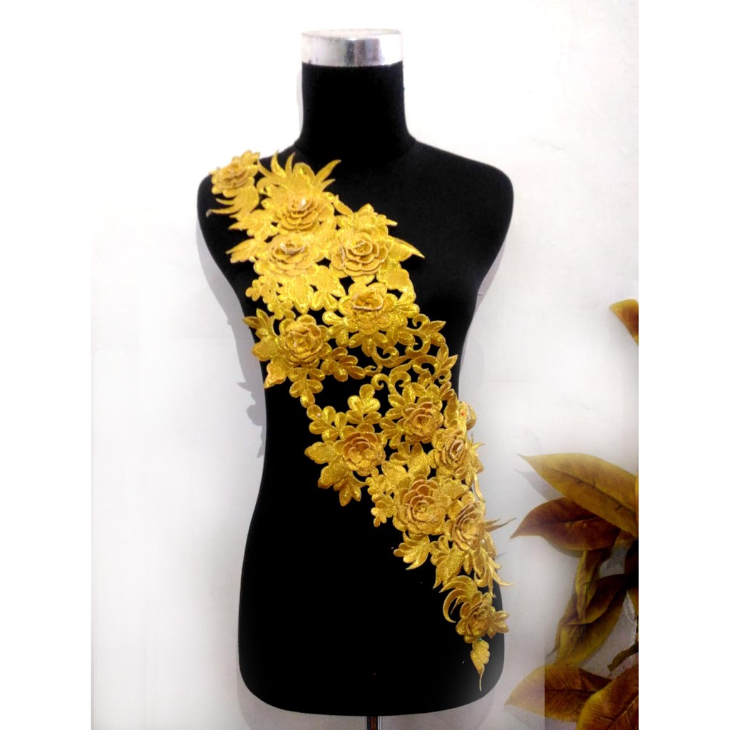 Renda Bordir rambat bunga timbul