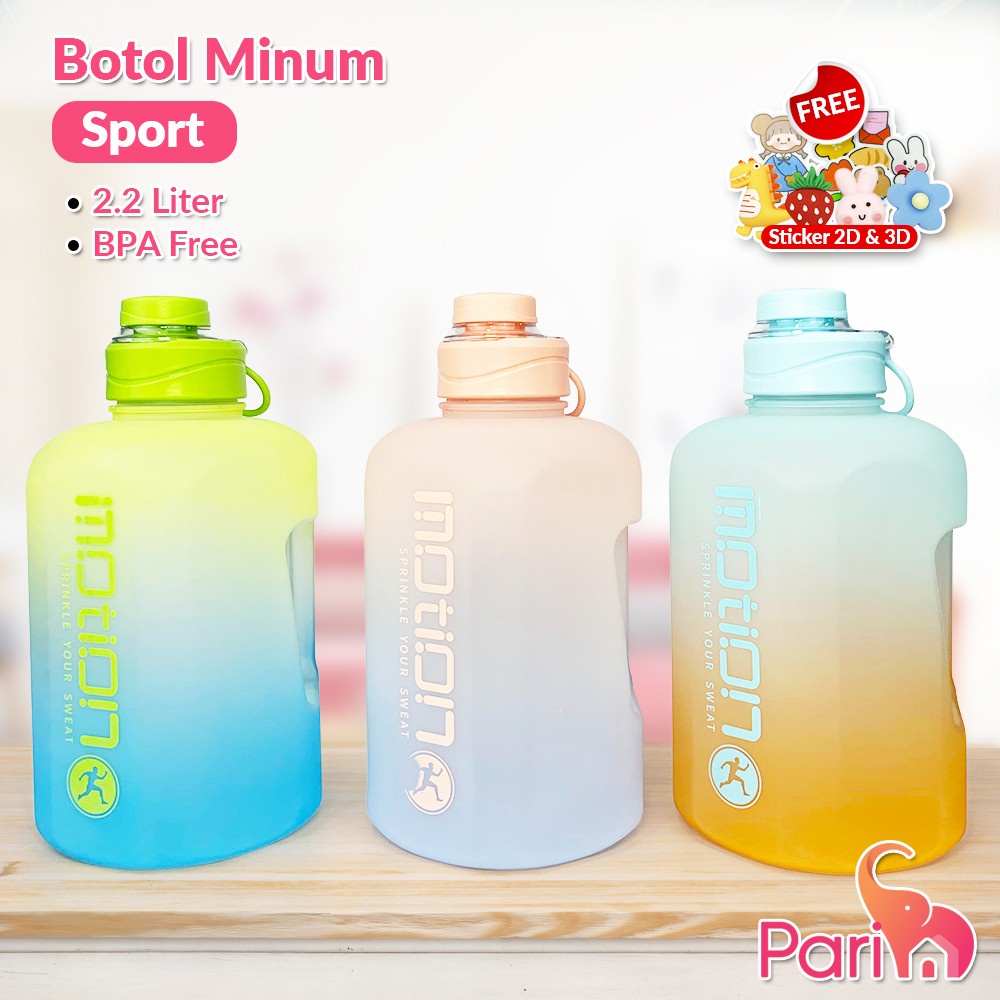 Botol Motivasi 2,2 Liter Botol Minum Viral Gradasi Free Sticker 2D &amp; 3D