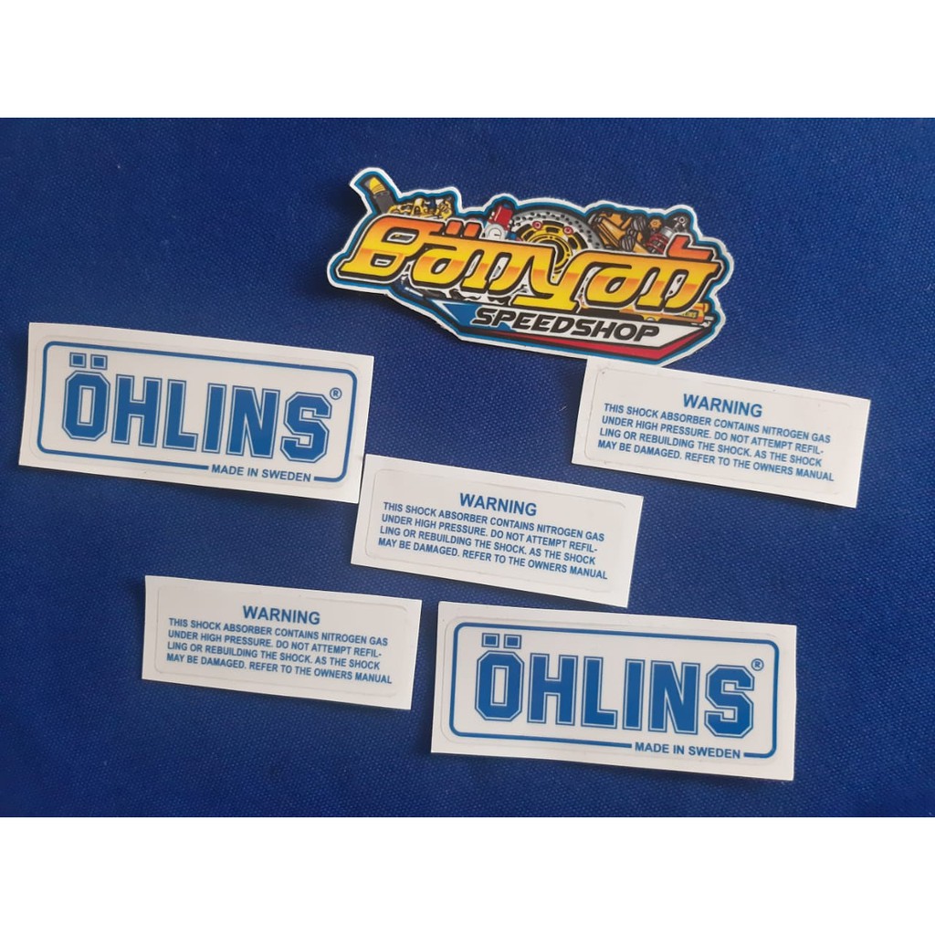 Stiker sok transparan ohlins warna biru