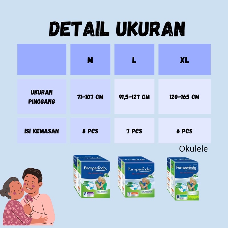 POPOK DEWASA PAMPERINDO ADULT DIAPERS PEREKAT PAMPERINDO M L XL