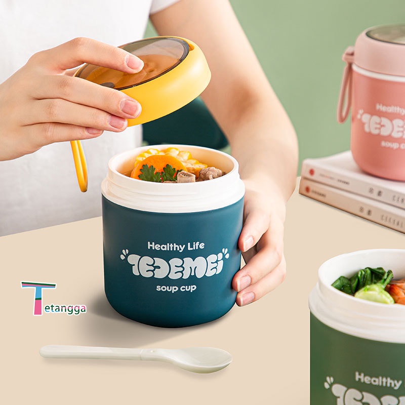 Portable Soup Cup Anti Tumpah Breakfast Cup Dengan Tutup Tahan Panas Dan Anti Tumpah