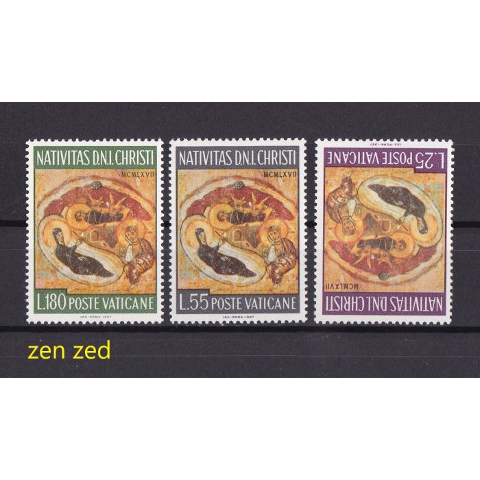 

0420 Perangko Vatican City 1967 Christmas 3v Mnh