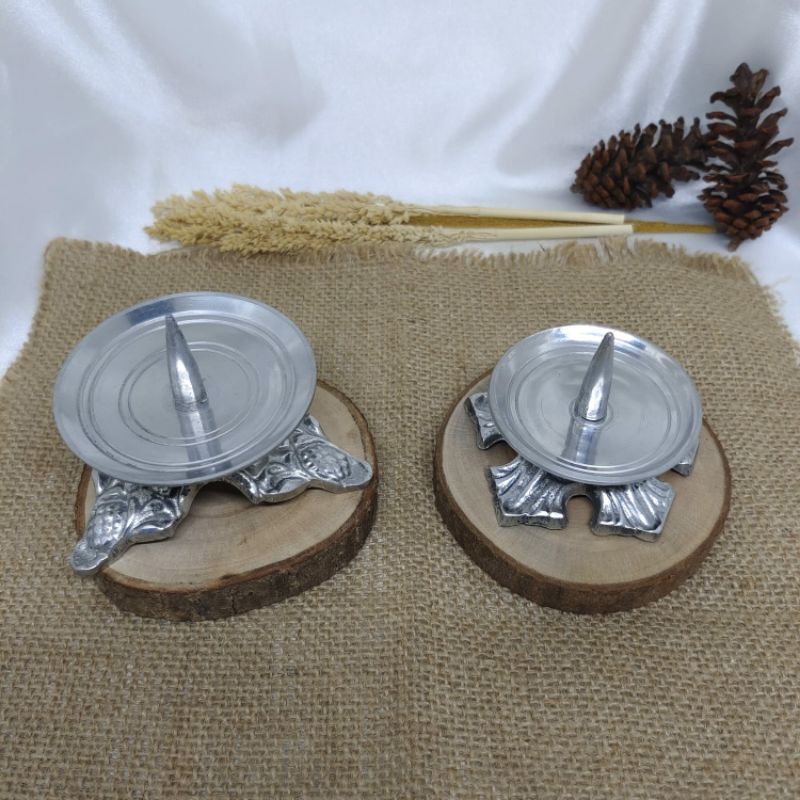 Tempat lilin /dudukan lilin logam silver  kode Tl 12 &amp; Tl 13