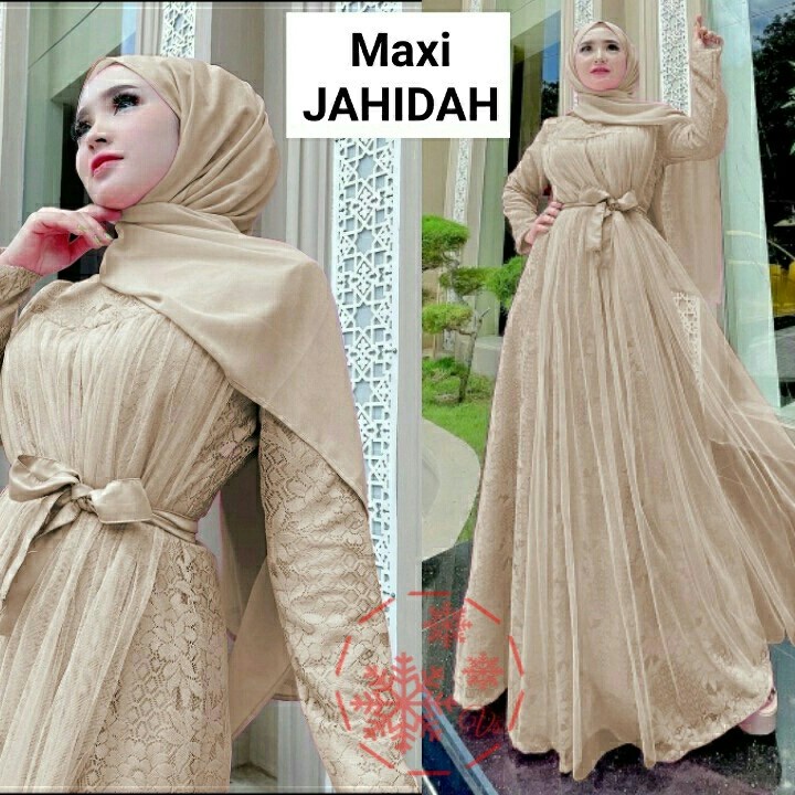 Gaun Gamis Pesta Mewah kondangan nikahan Lebaran busui Brukat brokat Wisuda Remaja muslimah / brukat