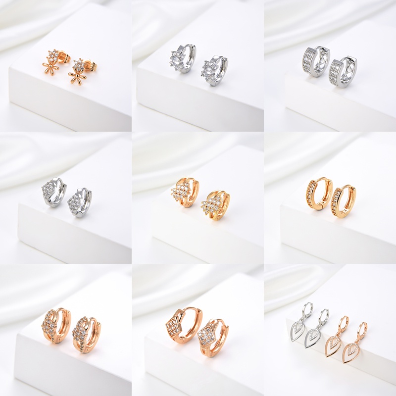 HYL JEWELRY Anting titanium emas batu bata titanium korea tusuk 59E