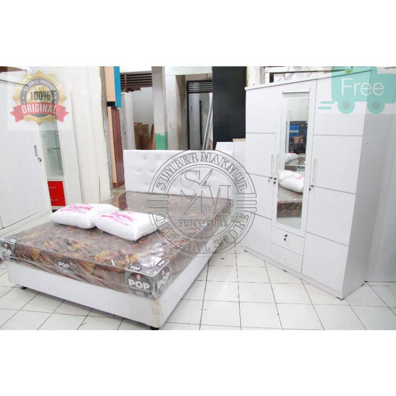 Paket Hemat Set Divan Kasur & Lemari 3 Pintu