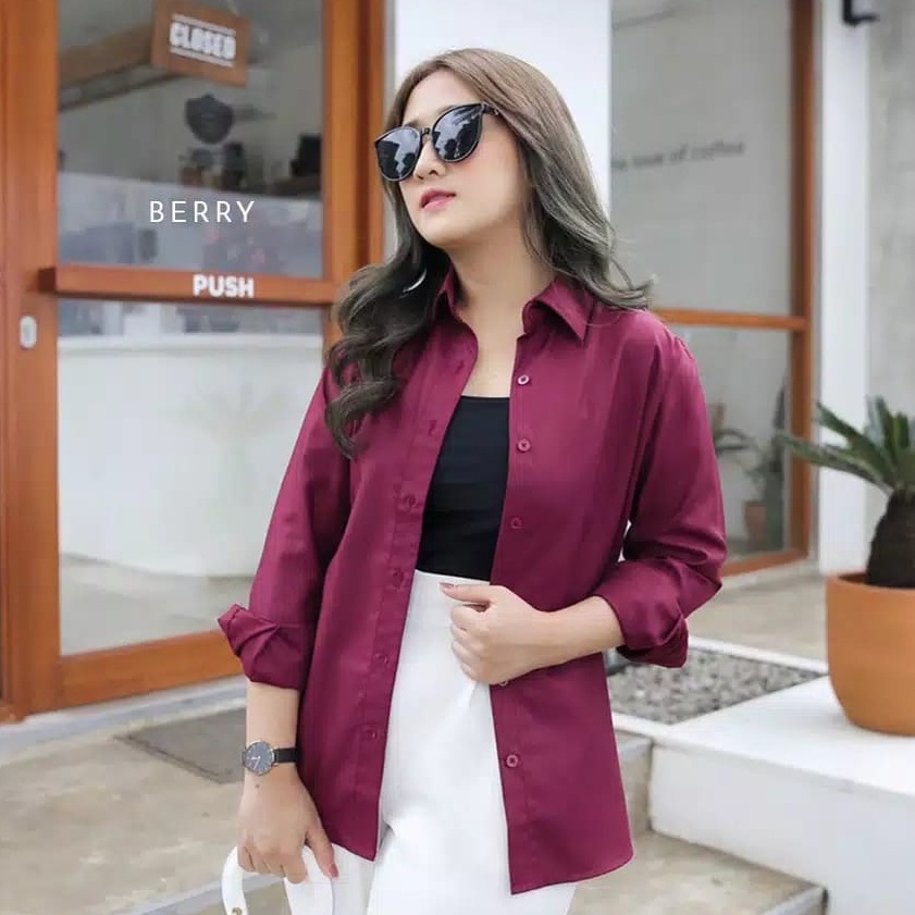 KEMEJA WANITA / KEMEJA AUREL BASIC SHIRT / KEMEJA POLOS WANITA BASIC LENGAN PANJANG / MAUDY SHIRT // KEMEJA POLOS