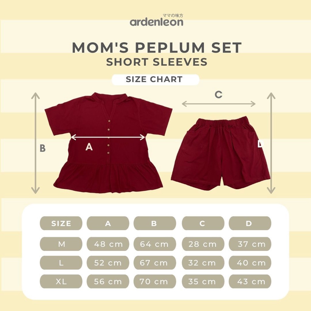 Ardenleon Mom's Peplum Set Short Sleeves (Setelan Dewasa Pendek)