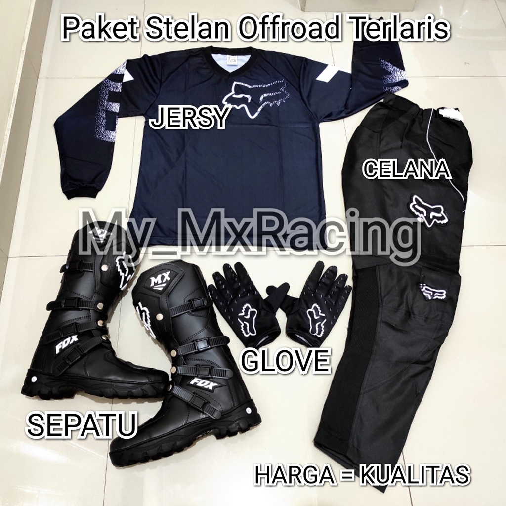 promo satu set sepatu cross trail jersey sett dan glove print terlaris setelan offroad motor cross trail