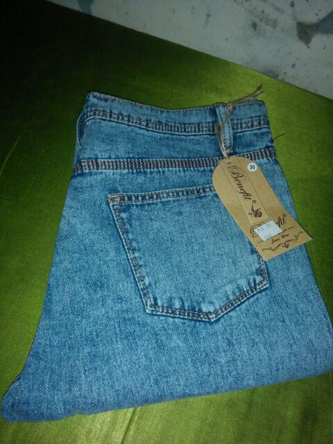 HOPYLOVY Celana  Wanita Plain  Boyfriend  Jeans BF ACID 