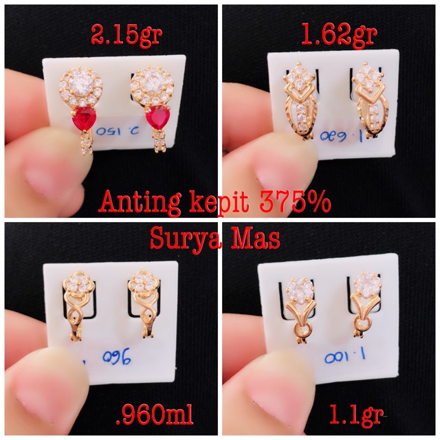 Anting kepit emas 375%
