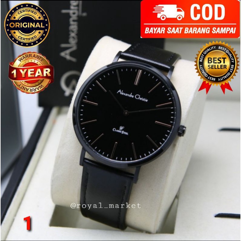 [PILIHAN WARNA LAIN DIGESER FOTONYA] ORI JAM TANGAN PRIA ALEXANDRE CHRISTIE KULIT STRAP COWOK ARLOJI