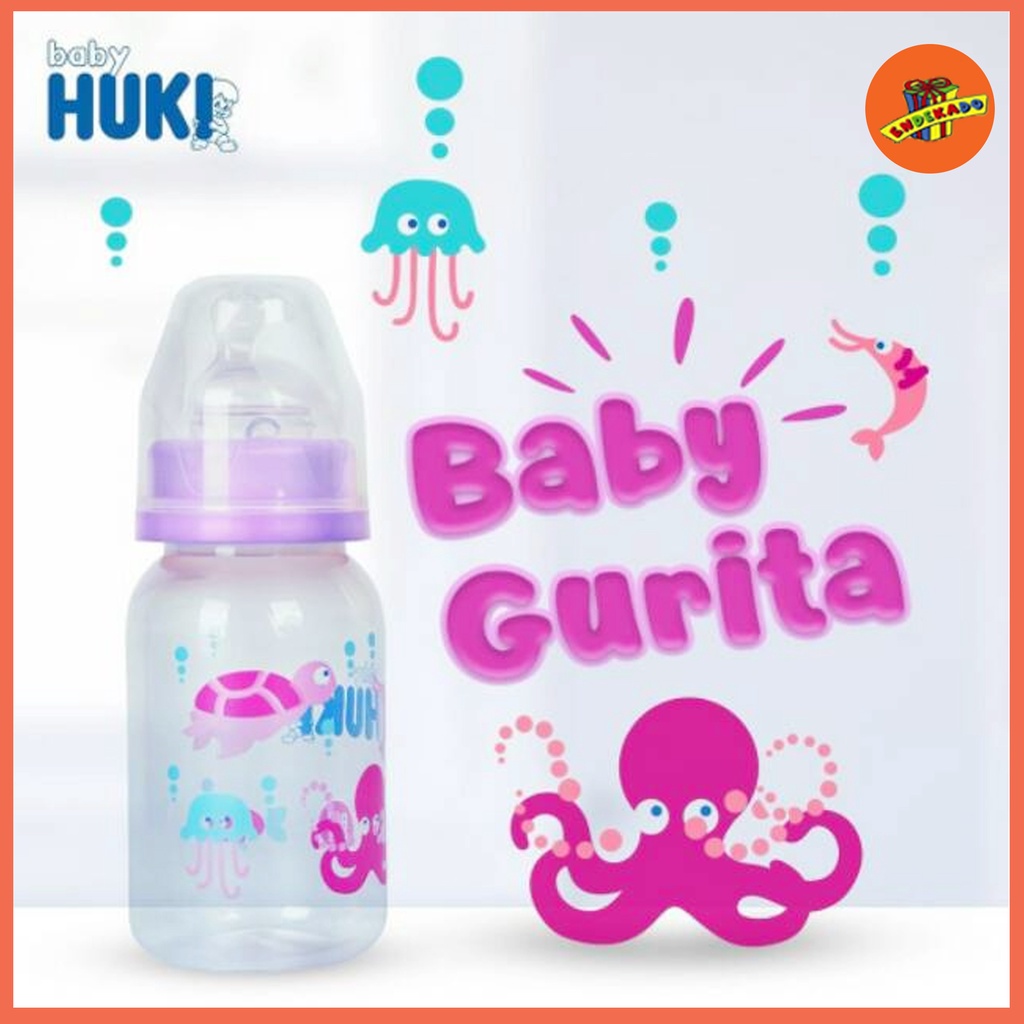 BABY HUKI ROUND BOTTLE with REGULAR NIPPLE 120ml - Botol Susu Bayi 120ml