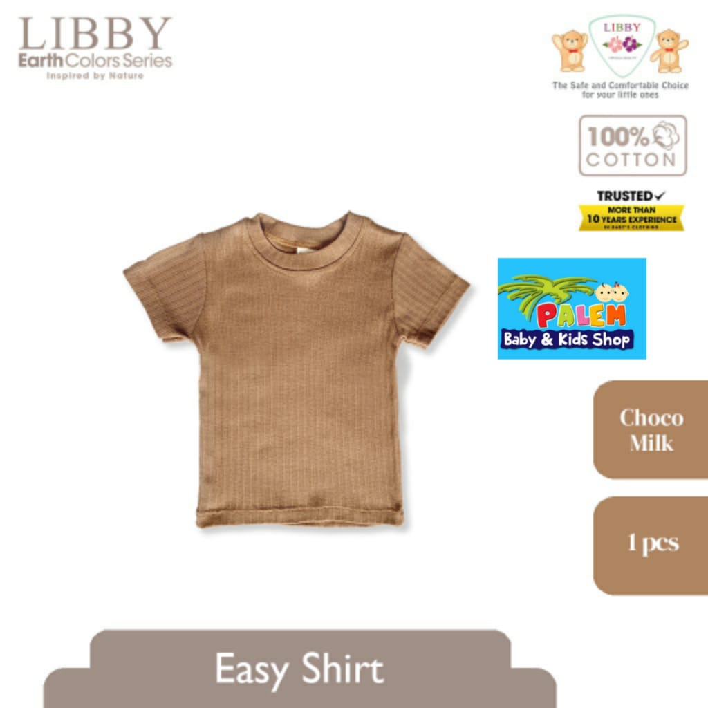 Libby 1 Pcs Easy Shirt Earth Color / Baju Bayi Anak 100% Cotton 9-12 Bulan 1-2,3-4,5-6 Tahun (1Pack)-CHOCO MILK