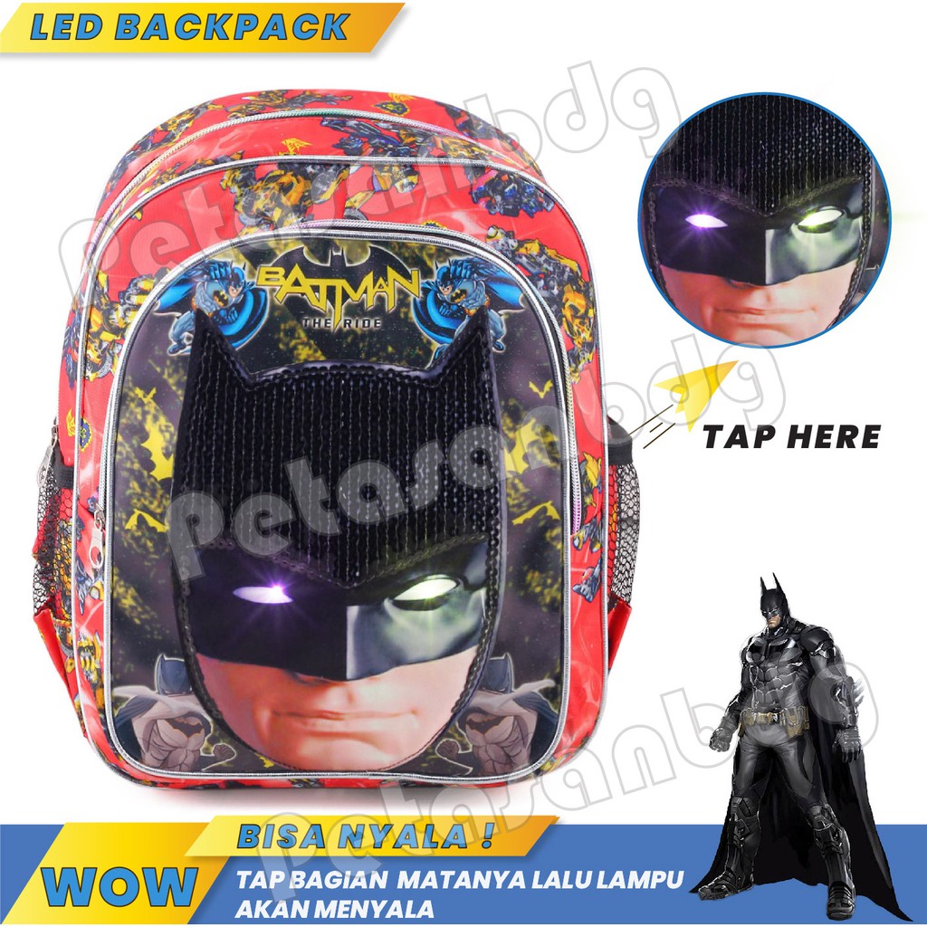 PTS - Ransel Sekolah Anak NYALA BATMAN - EXTRA - THE RIDE - RANSEL LED - LED BACKPACK