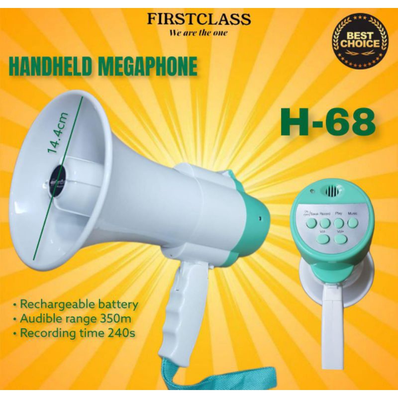 Megaphon Handheld Pengeras Suara FIRSCLASS H-68 Recording