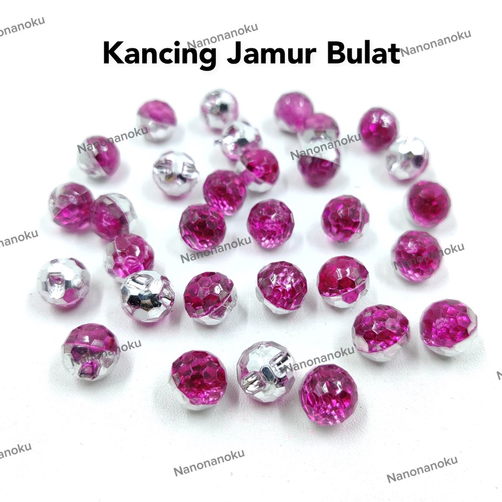 [100 buah] Kancing BULAT Jamur Baju - Kancing Hias Permukaan Segi - Transparan