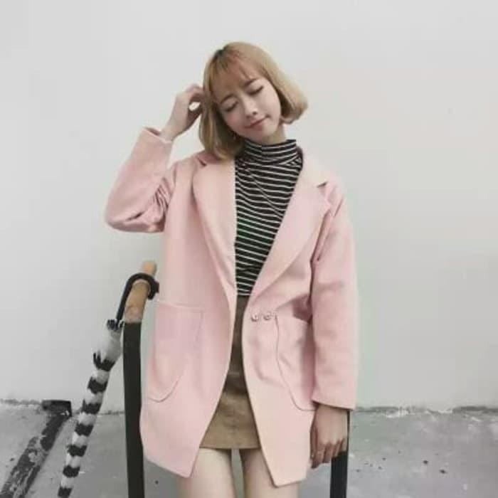 TREND MANTEL PUTIH LUARAN COAT MUSIM DINGIN WINTER SALJU OUTER BLAZER