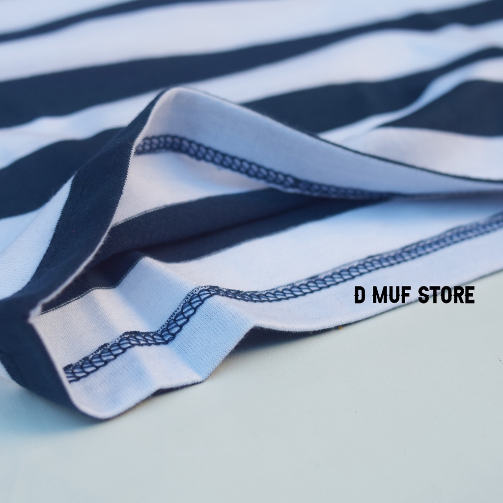 Kizzu Kaos Anak Salur Premium Usia 1-12 Tahun Salur Navy- dmufstore