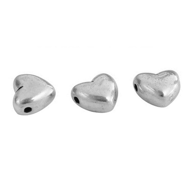 20Pcs Manik-Manik Spacers Bentuk Hati Warna Silver Antik Ukuran 9x8mm Untuk Membuat Perhiasan