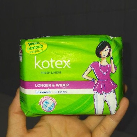 COD Kotex Fresh Liners Longer & Wider Unscented Isi 16 Buah / Pembalut Wanita