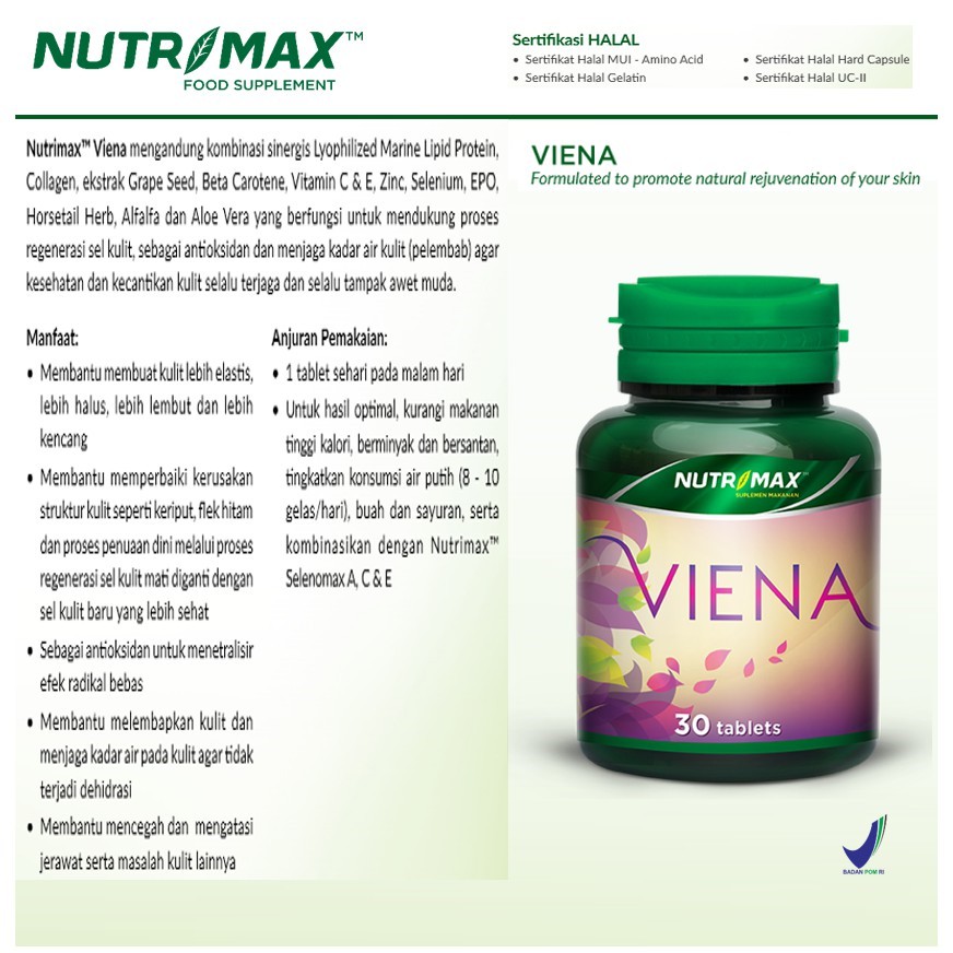 Bpom Nutrimax Viena 30s Vitamin Pelembab Kulit Kering Vitamin Jerawat Sye Mart Shopee Indonesia