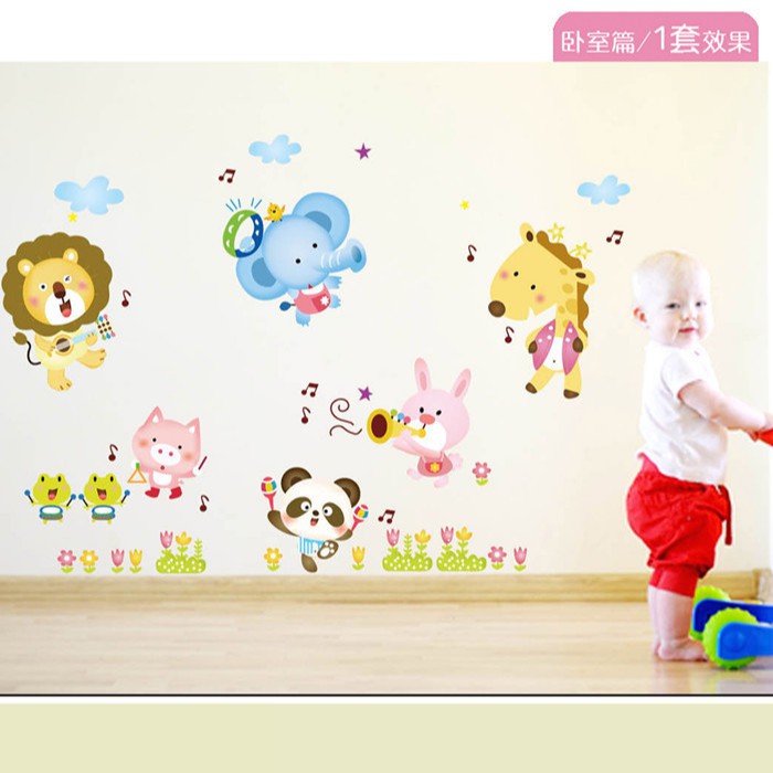 RELIZA WALL STICKER POHON ANIMAL KARTUN HEWAN ANAK JERAPAH STIKER DINDING 1015