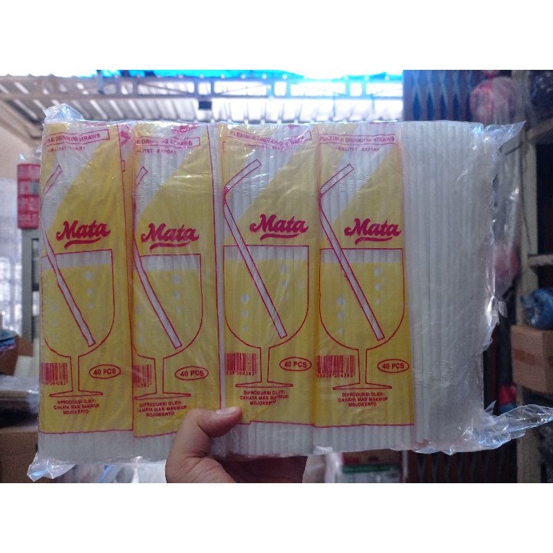 Sedotan Tekuk Putih Susu 5mm x 24cm Kemasan isi 40 Straw Murah Kemasan Ekonomis Bagus Tidak Bau