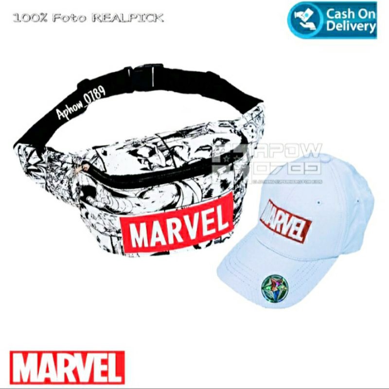 Waistbag Batman vs Marvel topi taly tas SLempang anak laki-laki