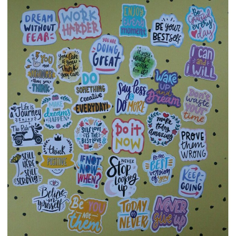 

[30PCs] STICKER STIKER QUOTES MOTIVASI HIDUP UNTUK LAPTOP/LEMARI/DIY/SCRAPBOOK/JURNAL