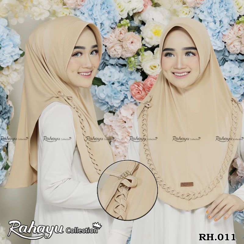 [Ori Rahayu Hijab] RH.011••hijab instan pet kepang depan••hijab instan jersey premium