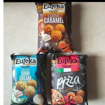 Ready stok Eureka popcorn Malaysia salted egg caramel curry cheese bbq butterscotch choco cuttlefish
