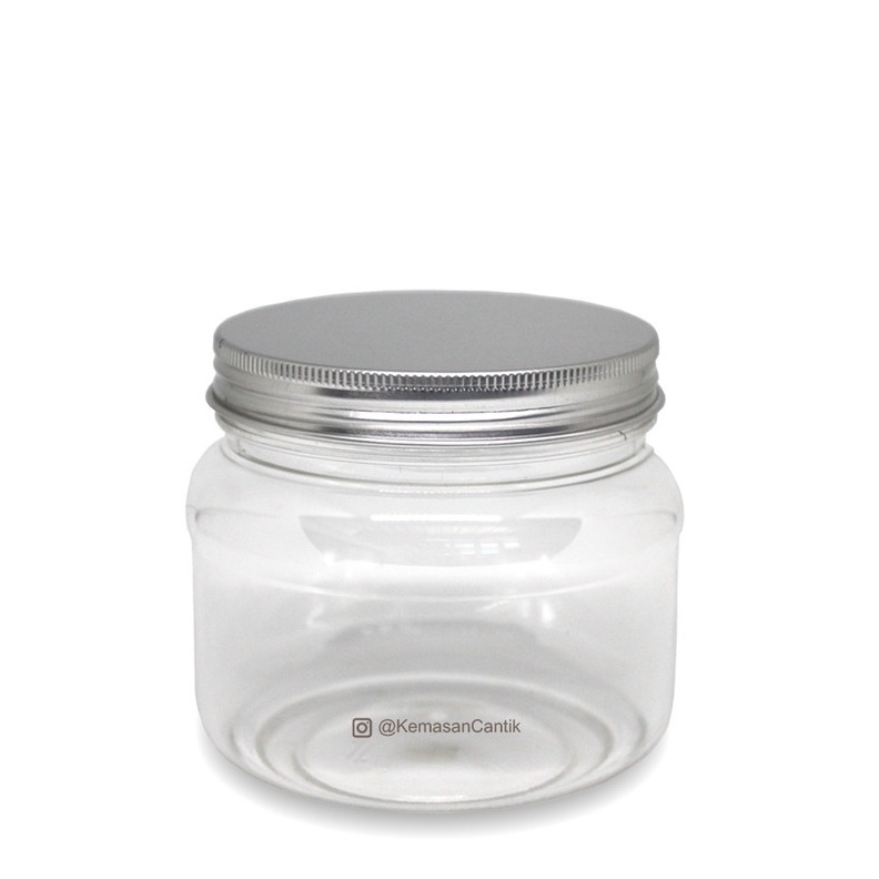 Botol Toples Jar Plastik Bulat 500 gr Tutup Aluminium