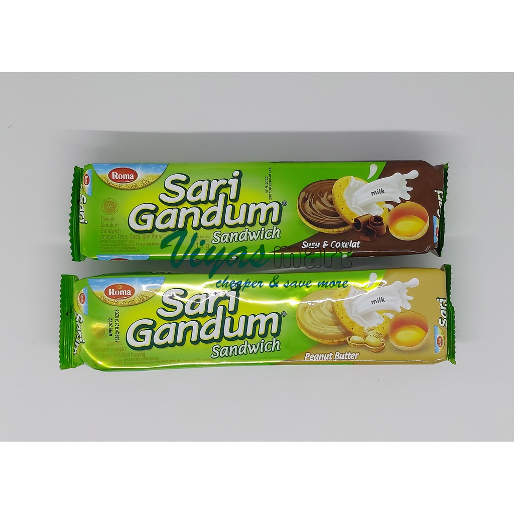 

Roma Sari Gandum Sandwich Coklat / Kacang 115gr