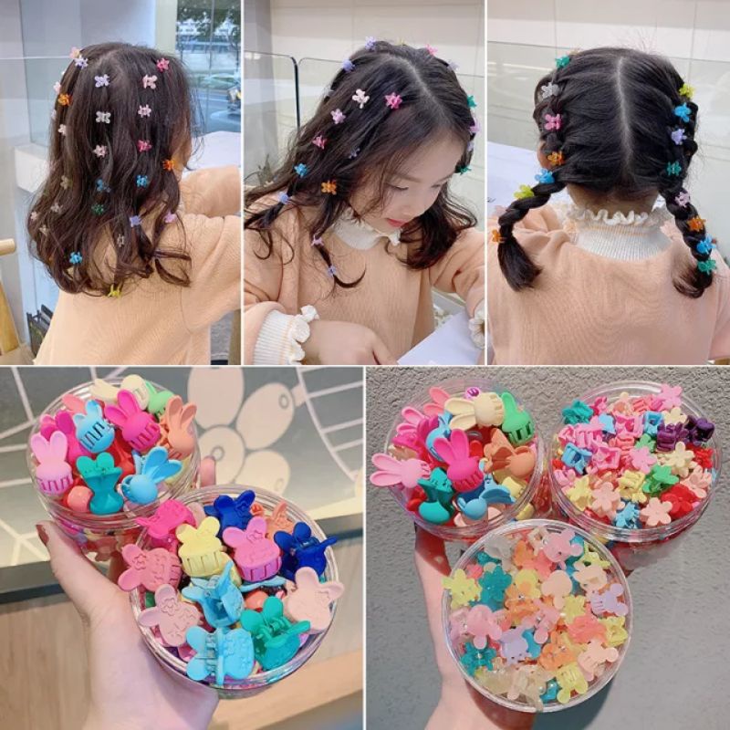 12PCS FREE BOX ! Jepit rambut anak jepit poni bunga mini lucu colorful Uk 2Cm satu Box isi 12 pcs original import