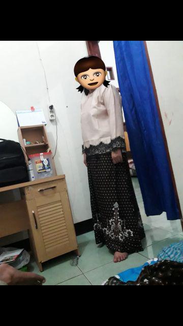 Couple Batik Keluarga Set Renda Ayah Ibu + Anak Cowok 3-12 Th Model Gamis Sarimbir Family Hitam Gold