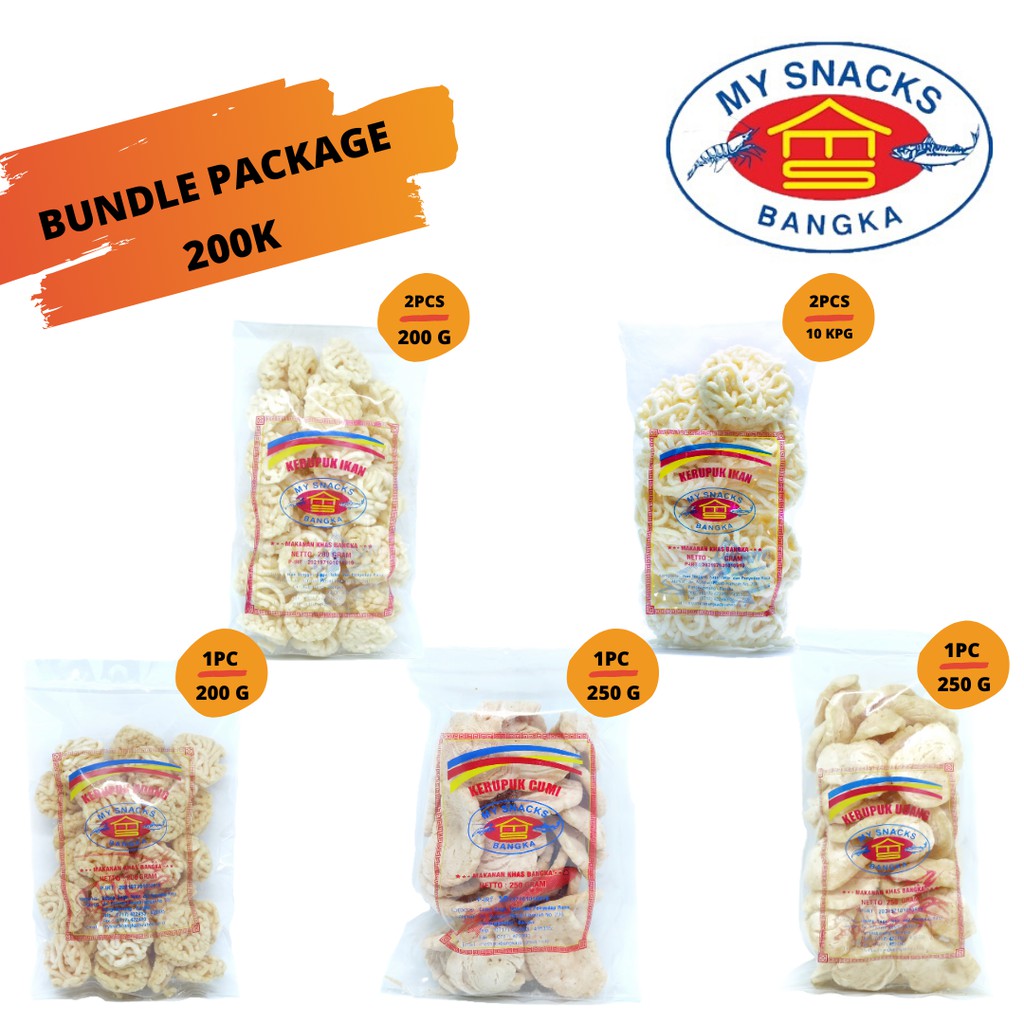 

Paket Eksklusif 200ribu My Snacks Bangka Isi 5 Snacks Bangka Spesial