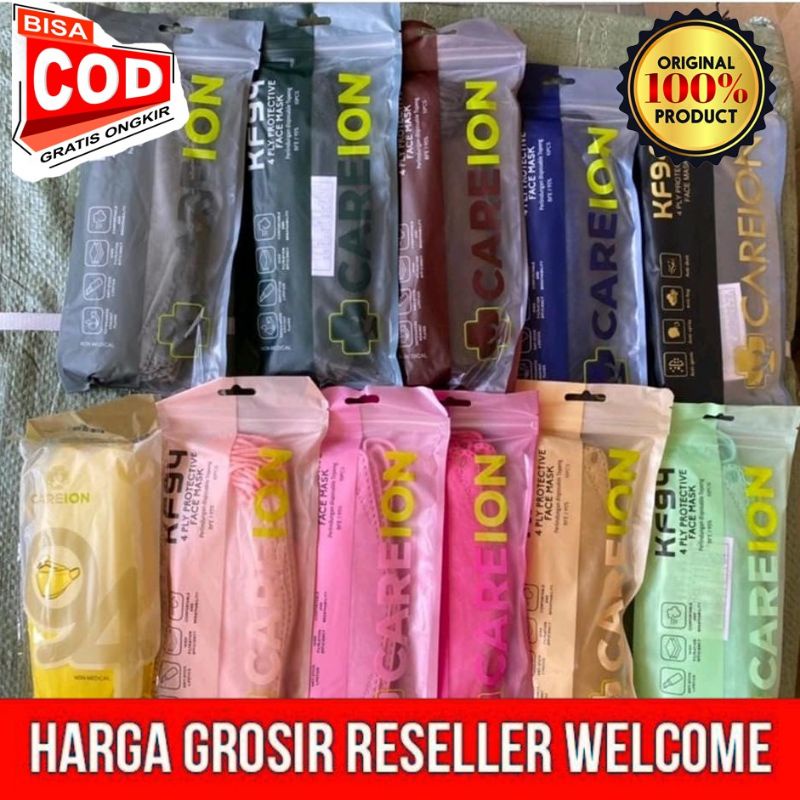 MASKER KF94 CAREION WEMASK WARNA SOFT PASTEL ISI 10// KF94 HITAM PUTIH // KN95