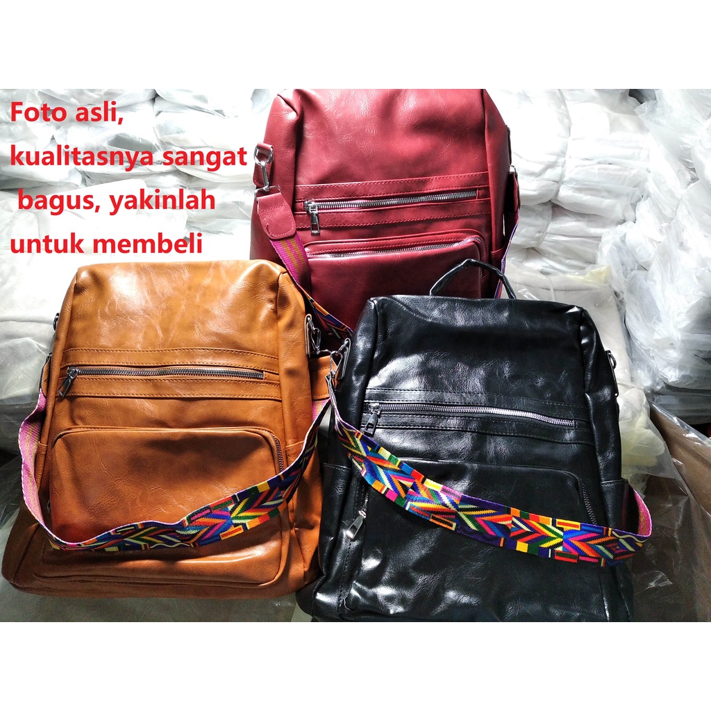 14 inch Laptop tas Besar bag Perempuan Waterproof leather Ransel Wanita tas backpack  Sling shoulder Multifunction  Tas Selempang  Bahu Wanitawomen Big bag Ransel good quality import 1312