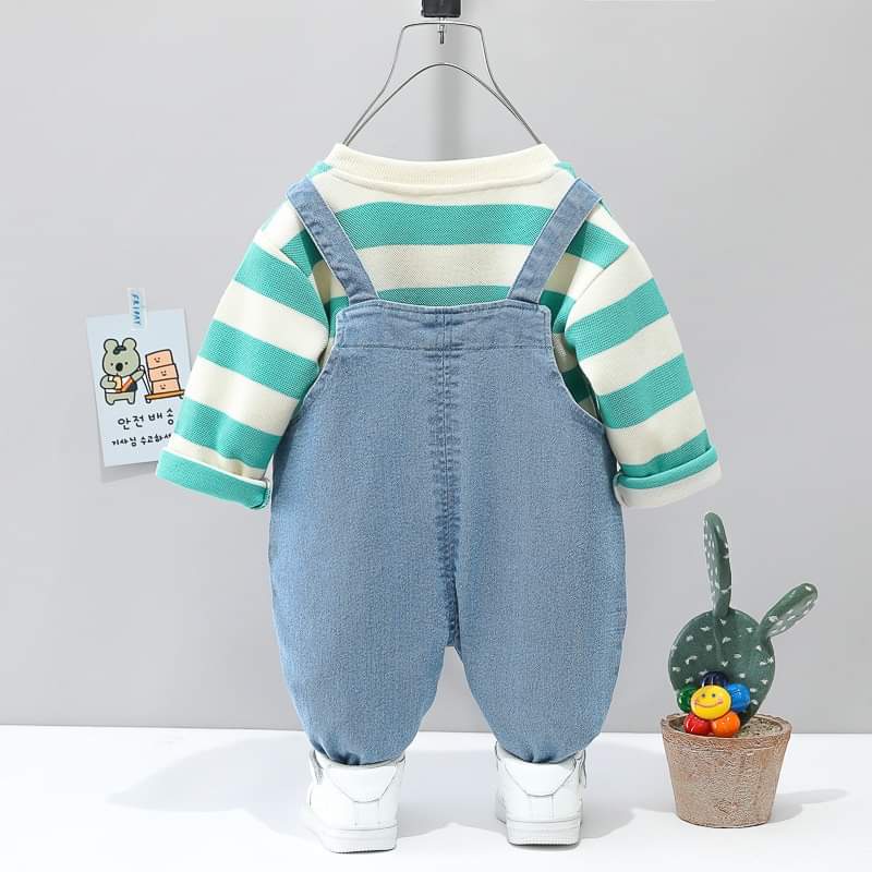 Setelan Overall Anak Laki Laki Stripe Bear